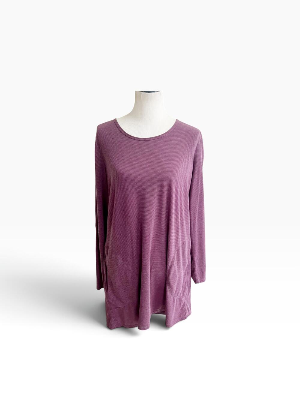 Toad&Co Tunic Top Women XL Purple Stripe Long-Sleeve Minimalist Lounge Stretch